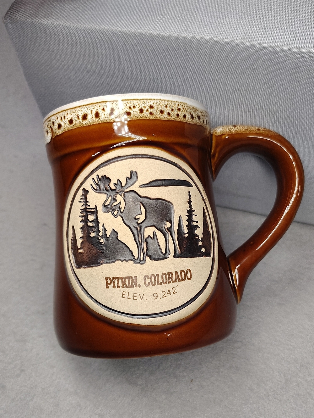 Deneen Pottery Glazed Mug Pitkin Colorado With Moose